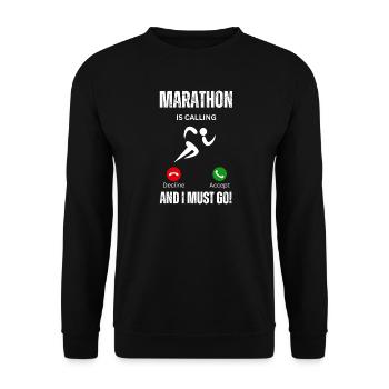 Der Marathon ruft und ich muss laufen gehen - Unisex Pullover - Schwarz - Vorne - Alina (178cm) & Michal (187cm)