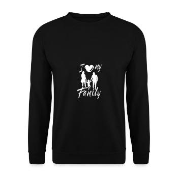 I Love My Family - Unisex Pullover - Schwarz - Vorne - Alina (178cm) & Michal (187cm)