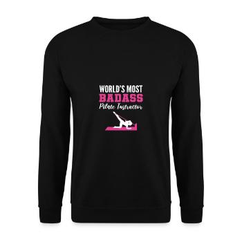 Badass Pilates Instructor. Pilate Teacher Gift - Unisex Sweatshirt - black - Front - Alina (178cm) & Michal (187cm)