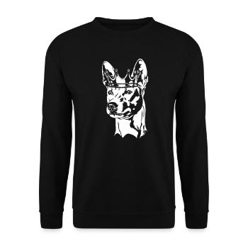 Basenji Krone Hunde Hund Wilsigns - Unisex Pullover - Schwarz - Vorne - Alina (178cm) & Michal (187cm)