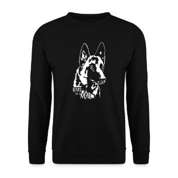 Loved by a Mal Malinois Dog Saying Dogs Wilsigns - Unisex Sweatshirt - black - Front - Alina (178cm) & Michal (187cm)