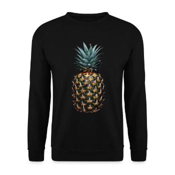 Ananas Frucht Geschenk - Unisex Pullover - Schwarz - Vorne - Alina (178cm) & Michal (187cm)