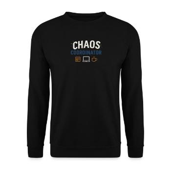 Coordinateur du Chaos – Chemise Funny Sayings pour Elt - Sweat-shirt Unisexe - noir - Devant - Alina (178cm) & Michal (187cm)