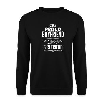 Freund - Boyfriend - Geschenk - Unisex Pullover - Schwarz - Vorne - Alina (178cm) & Michal (187cm)