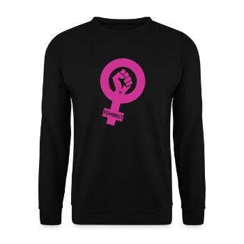 feminist - Unisex Sweatshirt - black - Front - Alina (178cm) & Michal (187cm)
