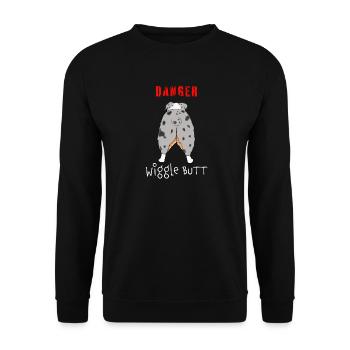 Danger Wiggle Butt Australian Shepherd - Unisex Sweatshirt - black - Front - Alina (178cm) & Michal (187cm)