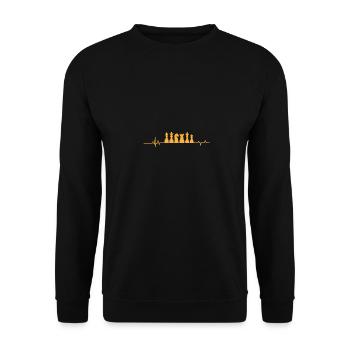 Puls Schach Geschenk Sport Schachmeister Denksport - Unisex Pullover - Schwarz - Vorne - Alina (178cm) & Michal (187cm)