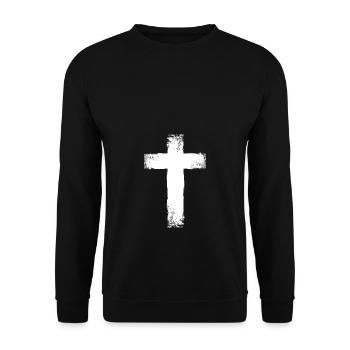 Jesus Kreuz Kirche Vintage - Unisex Pullover - Schwarz - Vorne - Alina (178cm) & Michal (187cm)