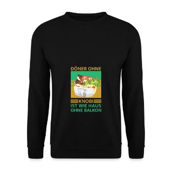 Doner kebab without knobi is like a house without a balcony - Unisex Sweatshirt - black - Front - Alina (178cm) & Michal (187cm)