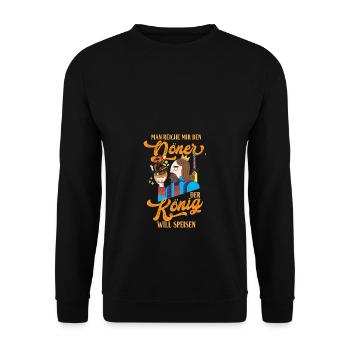 Man reiche mir den Döner - Unisex Pullover - Schwarz - Vorne - Alina (178cm) & Michal (187cm)