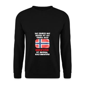 Zweimal nach Norwegen Flagge Urlaub Geschenk - Unisex Pullover - Schwarz - Vorne - Alina (178cm) & Michal (187cm)