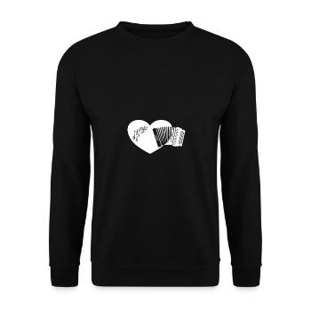 Styrian Squeezebox Ziacha Heart with Sheet Music - Unisex Sweatshirt - black - Front - Alina (178cm) & Michal (187cm)