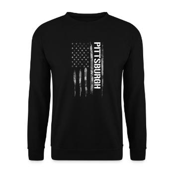 Pittsburgh - American Flag - Unisex Sweatshirt - black - Front - Alina (178cm) & Michal (187cm)