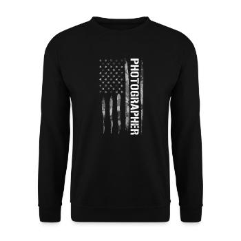 Photographer - American Flag - Unisex Sweatshirt - black - Front - Alina (178cm) & Michal (187cm)