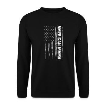 American Mama - American Flag - Unisex Sweatshirt - black - Front - Alina (178cm) & Michal (187cm)