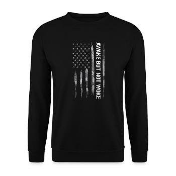 Réveillé mais pas réveillé - Drapeau américain - Sweat-shirt Unisexe - noir - Devant - Alina (178cm) & Michal (187cm)