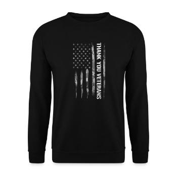 Thank You Veterans - American Flag - Unisex Sweatshirt - black - Front - Alina (178cm) & Michal (187cm)