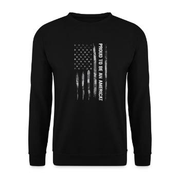 Proud To Be An Americat - Unisex Pullover - Schwarz - Vorne - Alina (178cm) & Michal (187cm)