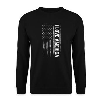 I Love America - American Flag - Unisex Pullover - Schwarz - Vorne - Alina (178cm) & Michal (187cm)