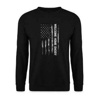 Welcome Home Daddy - American Flag - Unisex Sweatshirt - black - Front - Alina (178cm) & Michal (187cm)