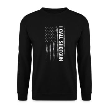 I Call Shotgun - American Flag - Unisex Pullover - Schwarz - Vorne - Alina (178cm) & Michal (187cm)