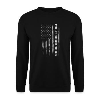 Pro Life Pro God Pro Gun - Unisex Sweatshirt - black - Front - Alina (178cm) & Michal (187cm)