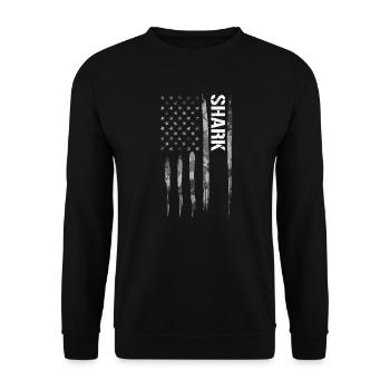 Shark - American Flag - Unisex Sweatshirt - black - Front - Alina (178cm) & Michal (187cm)
