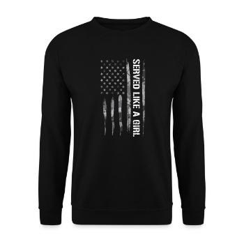 Servi comme une fille - Drapeau américain - Sweat-shirt Unisexe - noir - Devant - Alina (178cm) & Michal (187cm)