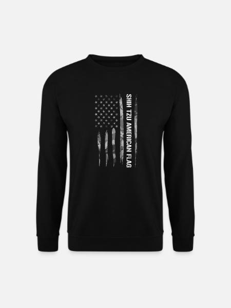 Shih Tzu American Flag - Unisex Sweatshirt - black