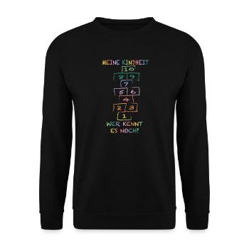 My childhood, heaven and hell, who still knows it - Unisex Sweatshirt - black - Front - Alina (178cm) & Michal (187cm)