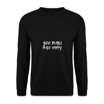 YOU MAKI MISO HAPPY - Unisex Sweatshirt - black - Front - Alina (178cm) & Michal (187cm)