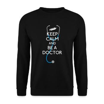 Keep Calm Doctor - Unisex Pullover - Schwarz - Vorne - Alina (178cm) & Michal (187cm)