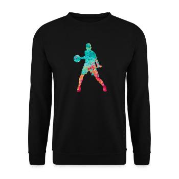 Basketball Player - PopArt - Unisex Pullover - Schwarz - Vorne - Alina (178cm) & Michal (187cm)