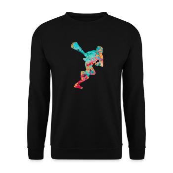 Lacrosse Player PopArt - Unisex Sweatshirt - black - Front - Alina (178cm) & Michal (187cm)