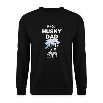 Schnee Landschaft Hunde Papa Vatertag Husky - Unisex Pullover - Schwarz - Vorne - Alina (178cm) & Michal (187cm)