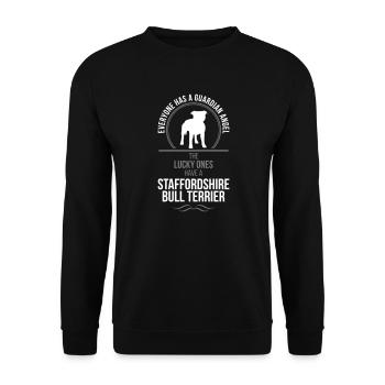 STAFFORDSHIRE BULL TERRIER Guardian Angel Wilsigns - Unisex Pullover - Schwarz - Vorne - Alina (178cm) & Michal (187cm)
