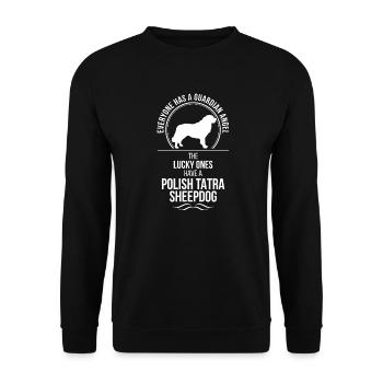 POLISH SHEEPDOG Guardian Angel Wilsigns Hund - Unisex Pullover - Schwarz - Vorne - Alina (178cm) & Michal (187cm)