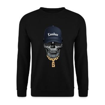 Cool Skull Hip Hop Style Lettering London - Unisex Sweatshirt - black - Front - Alina (178cm) & Michal (187cm)