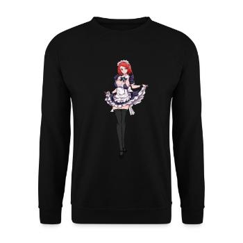 Rothaarige sexy anime manga maid - Unisex Pullover - Schwarz - Vorne - Alina (178cm) & Michal (187cm)