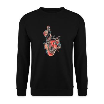 Bikerin Motorrad Geschenk - Unisex Pullover - Schwarz - Vorne - Alina (178cm) & Michal (187cm)