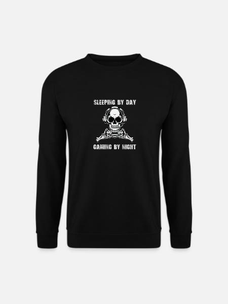 Sleeping By Day Gaming By Night weißes T-Shirt - Unisex Pullover - Schwarz