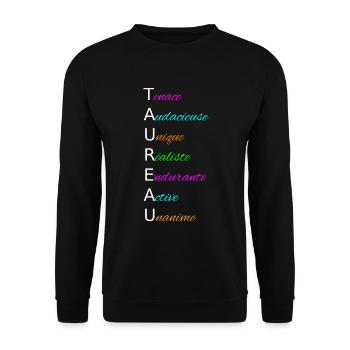 TAUREAU Tenace Audacieuse Unique Réaliste - Sweat-shirt Unisexe - noir - Devant - Alina (178cm) & Michal (187cm)