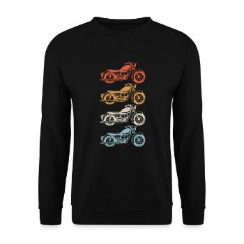 Motorrad Retro Chopper Biker Motorradfahrer - Unisex Pullover - Schwarz - Vorne - Alina (178cm) & Michal (187cm)