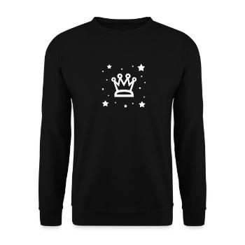 Krone mit Sternen - Unisex Pullover - Schwarz - Vorne - Alina (178cm) & Michal (187cm)