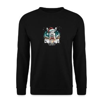 Weihnachtslama - Fa La La La Lama Christmas - Unisex Pullover - Schwarz - Vorne - Alina (178cm) & Michal (187cm)