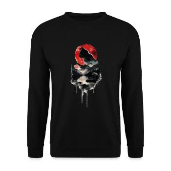 Black cat - Unisex Sweatshirt - black - Front - Alina (178cm) & Michal (187cm)