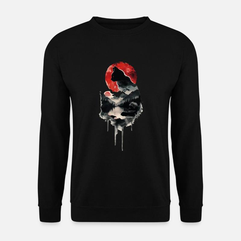 Schwarze Katze - Unisex Pullover - Schwarz