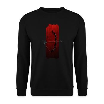 Bogenschießen Eleganz: Pfeil und Bogen - Unisex Pullover - Schwarz - Vorne - Alina (178cm) & Michal (187cm)