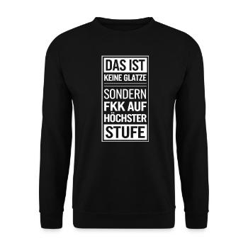 Haarausfall Glatze Frisur, Lustiges Glatzenträger - Unisex Pullover - Schwarz - Vorne - Alina (178cm) & Michal (187cm)