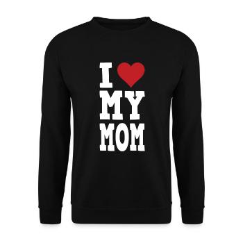 I love my MoM Mutter Mama Mami Mammy Mummy Eltern - Unisex Pullover - Schwarz - Vorne - Alina (178cm) & Michal (187cm)